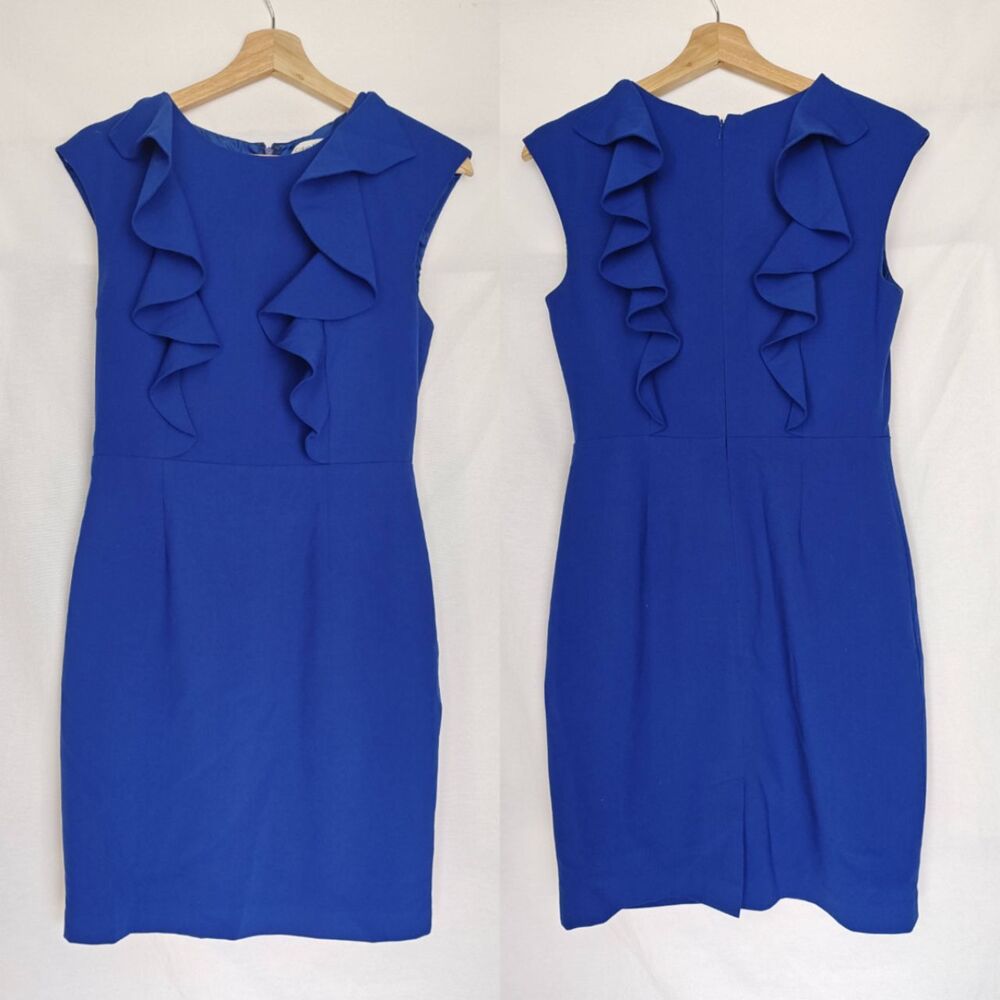 Calvin Klein Royal Blue Ruffle Sheath Dress